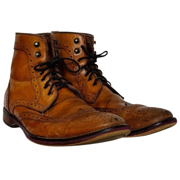 Vintage Johnston & Murphy Wingtip Boots Brown Leather Brogue Size 8 main image 14